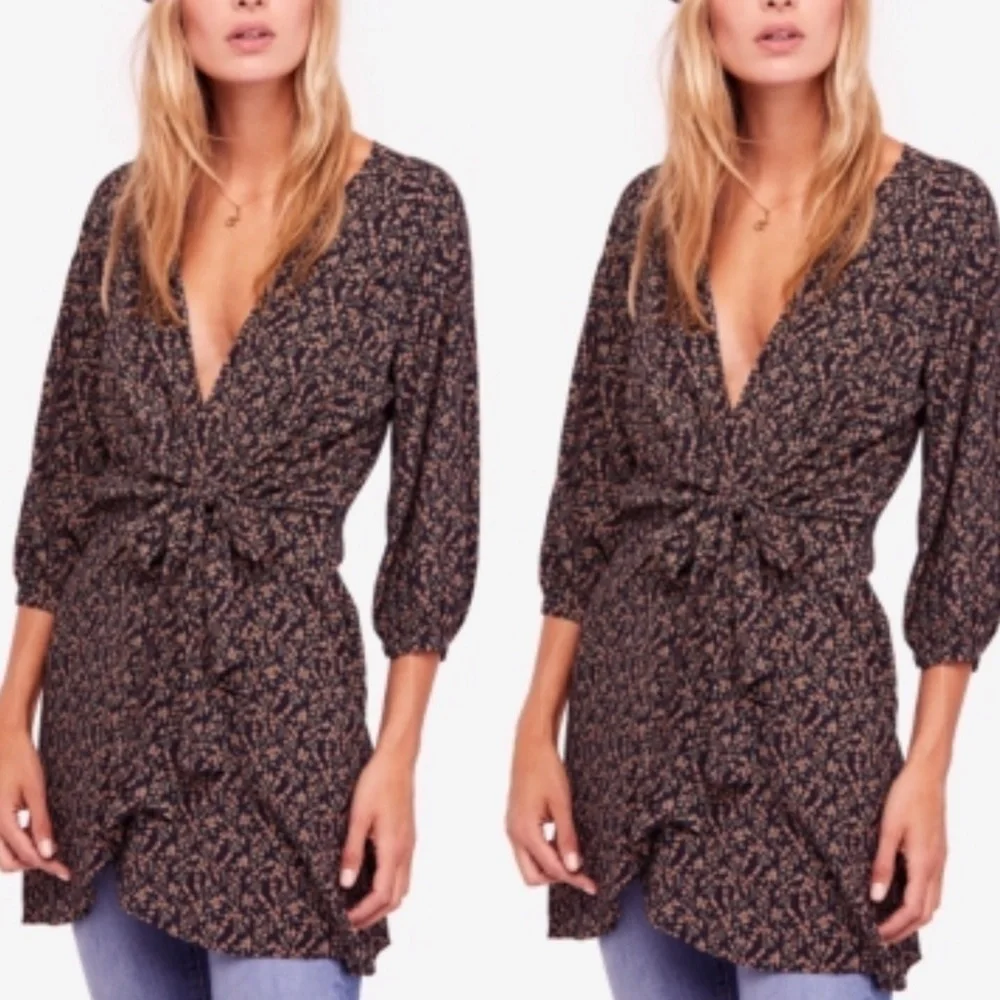 Free People Clara Tie Front Wrap Tunic Dress